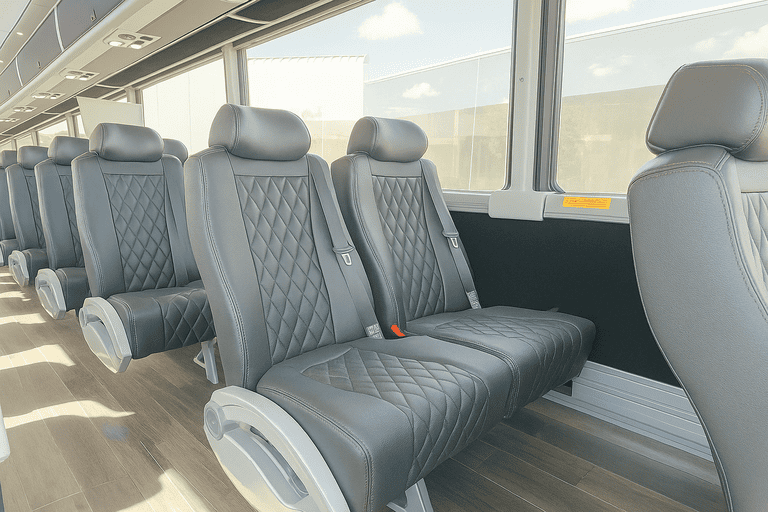 interior of Wichita Minibus Company charter bus