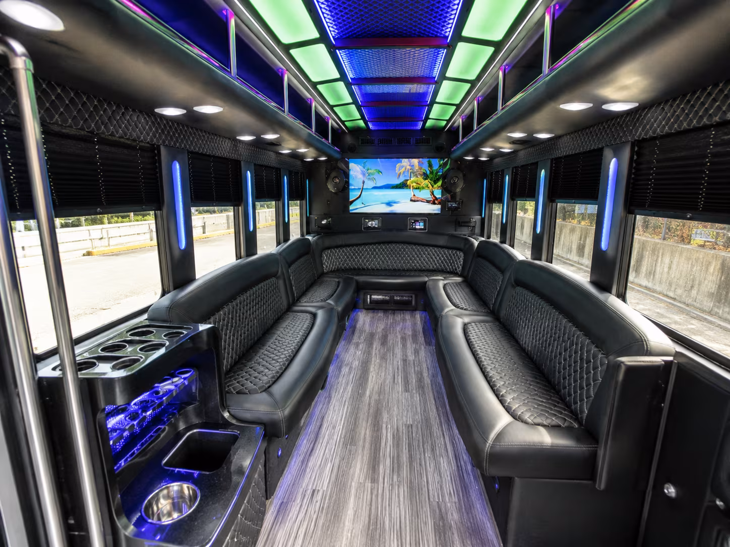 wichita 18 passenger party bus inside
