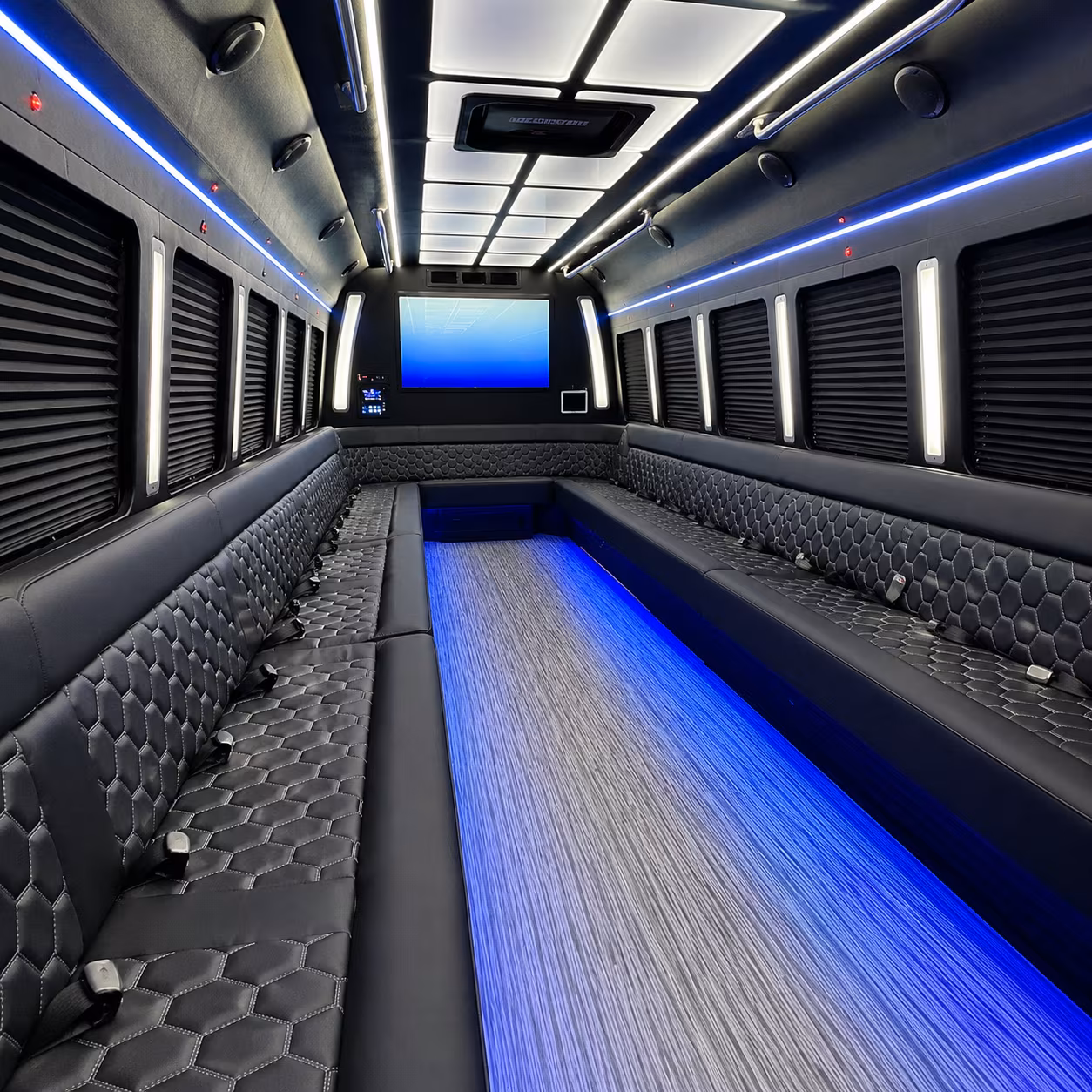 wichita 50 passenger party bus inside